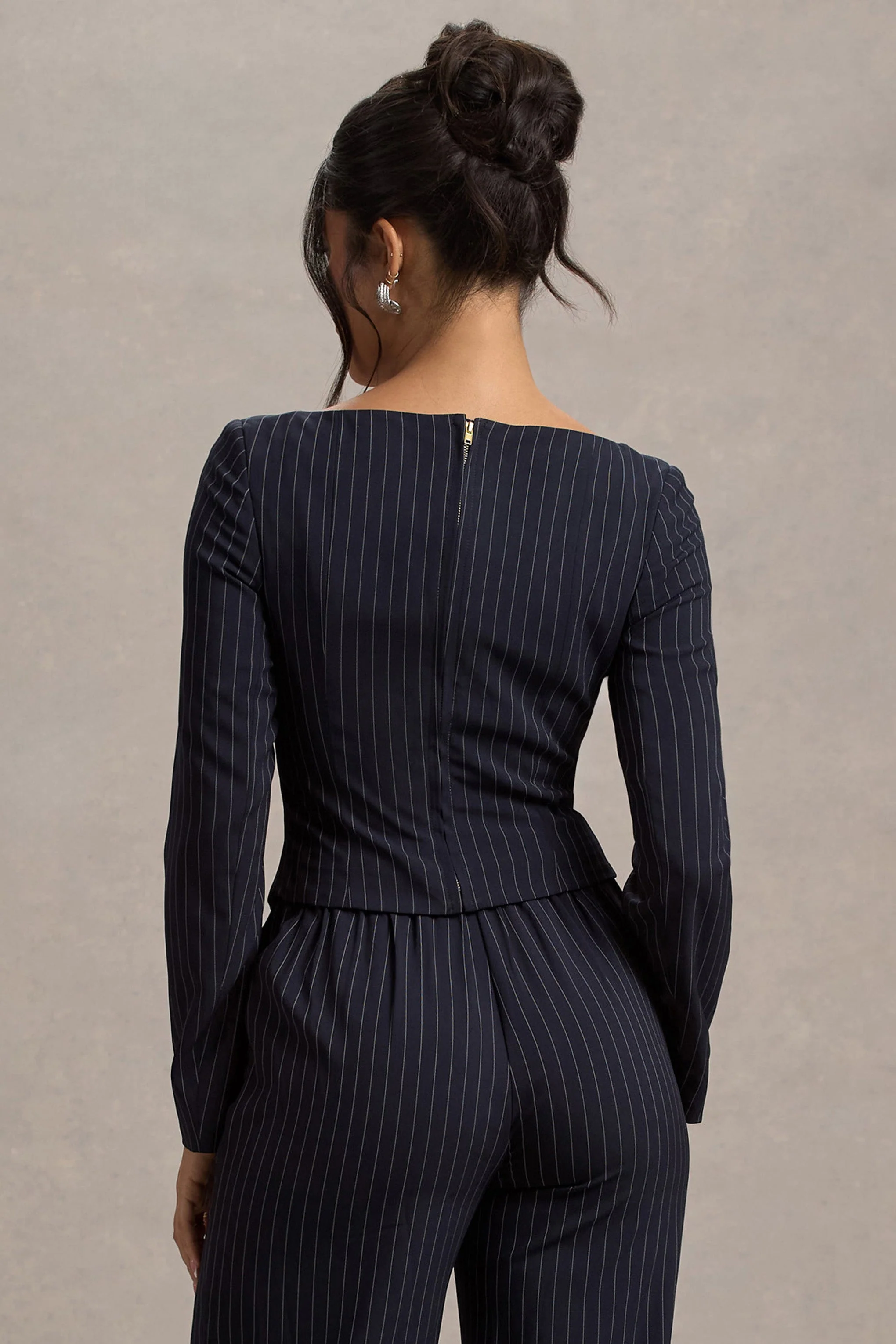 Los Angeles | Navy Pinstripe Tailored Top