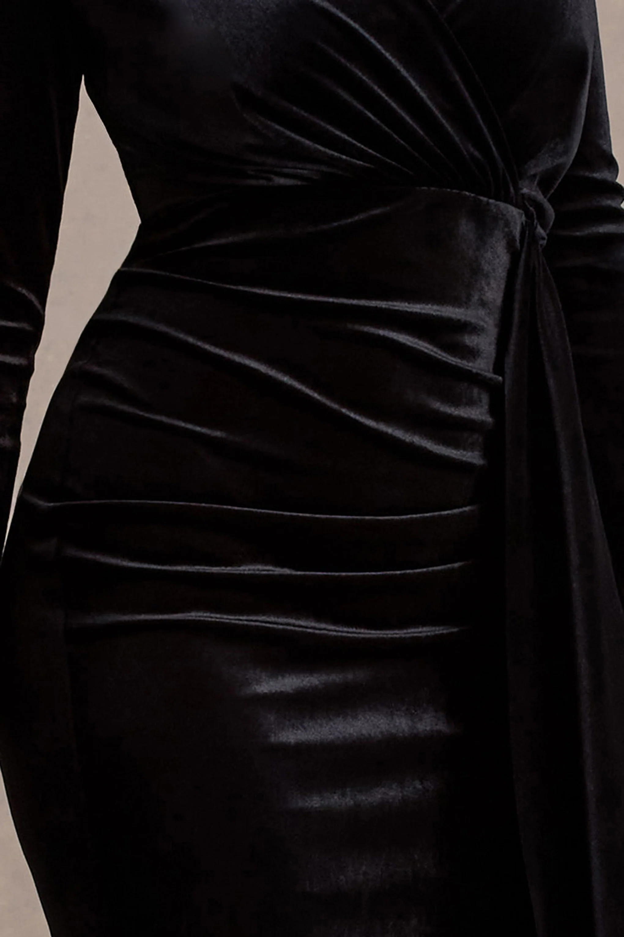 Arcadia | Black Velvet Plunge-Neck Wrap Maxi Dress