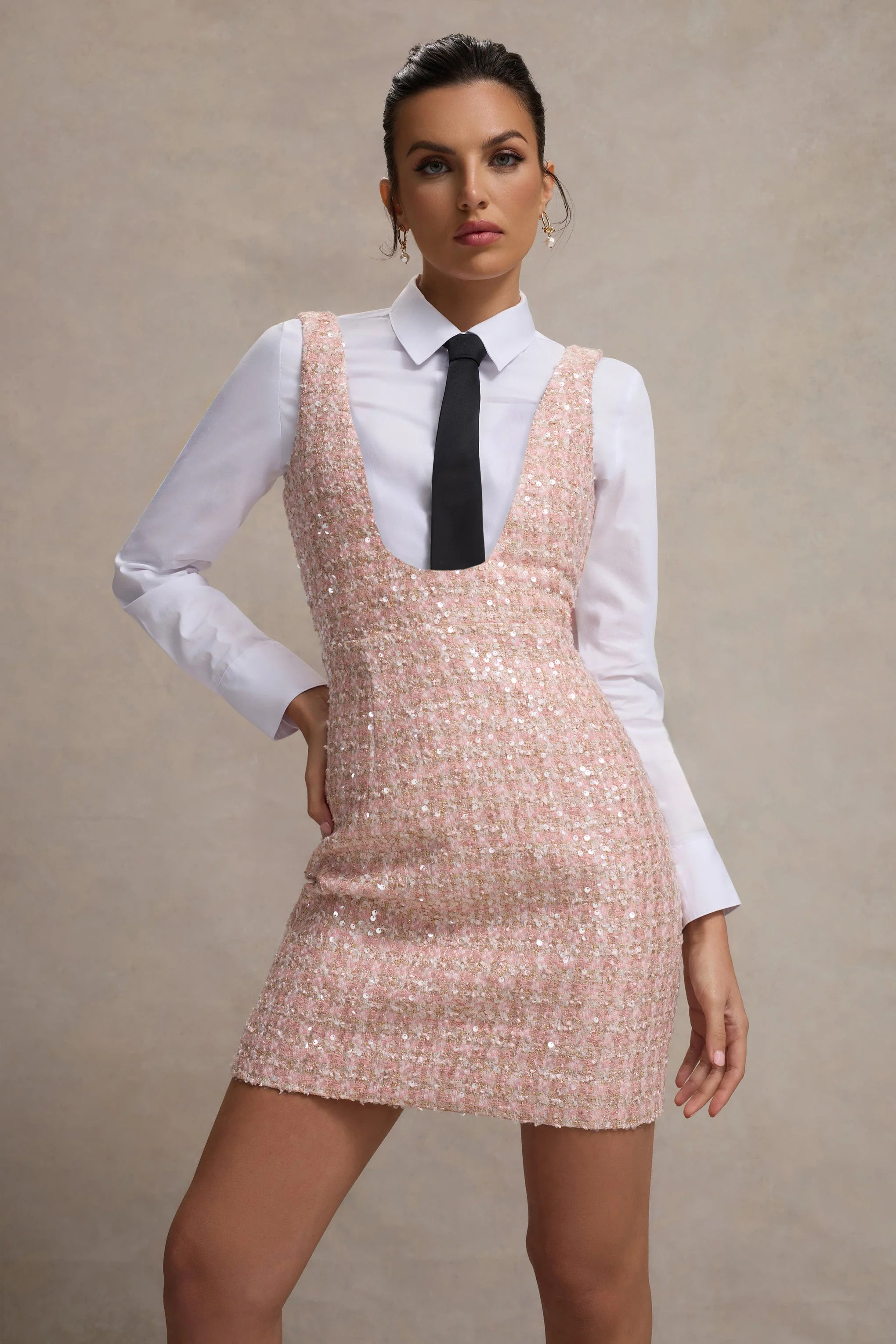 Oxford | Pink Boucle Sleeveless Pinafore