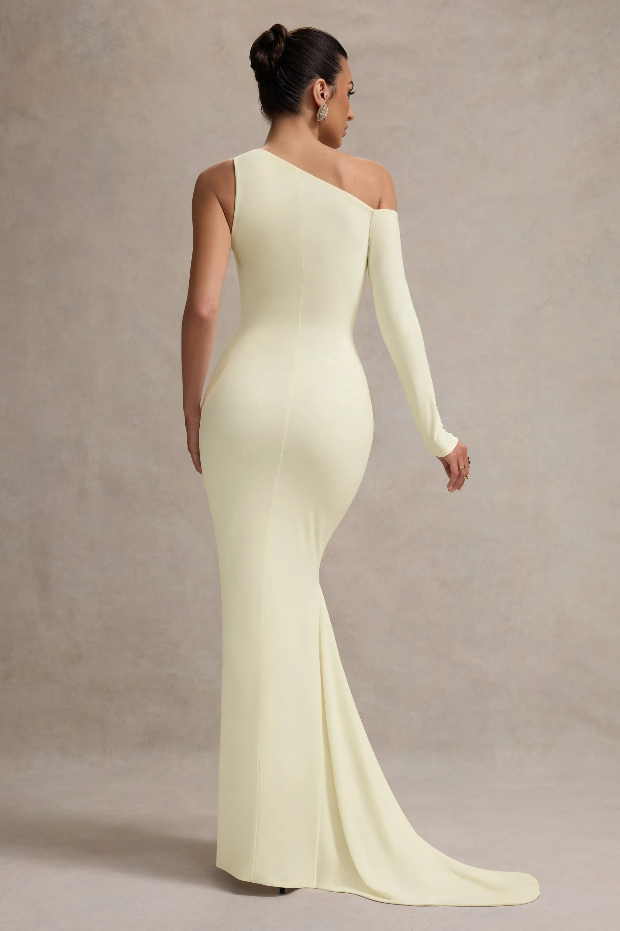 Contradiction | Cream One-Sleeve Asymmetric Maxi Dress