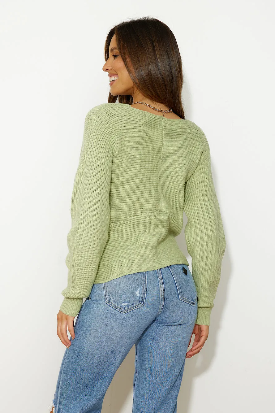 Aligned With You Knit Top Green