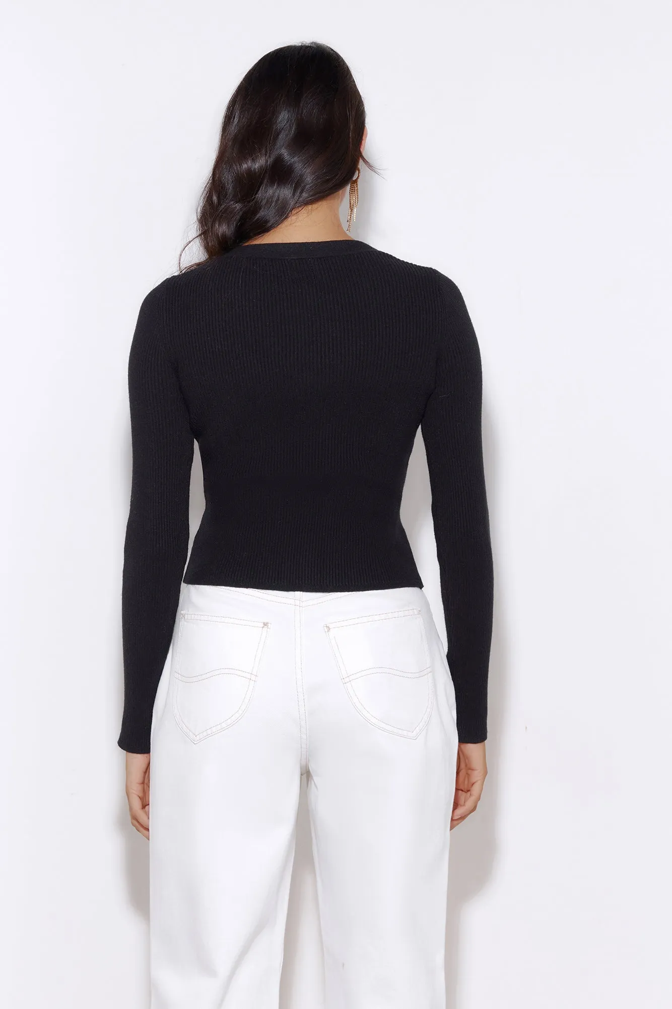 Take Off Ribbed Top Black