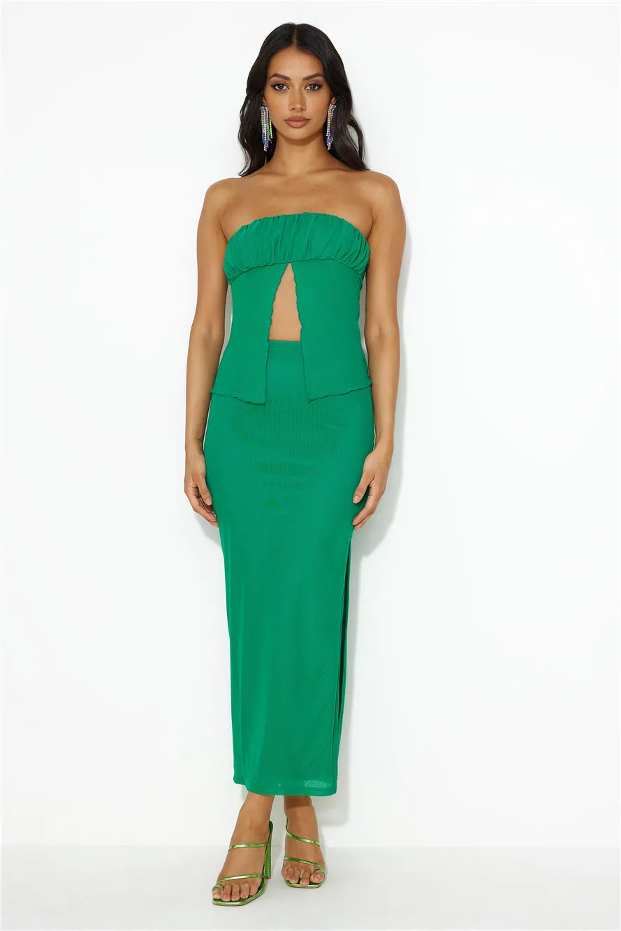 Era Of Style Mesh Maxi Skirt Green