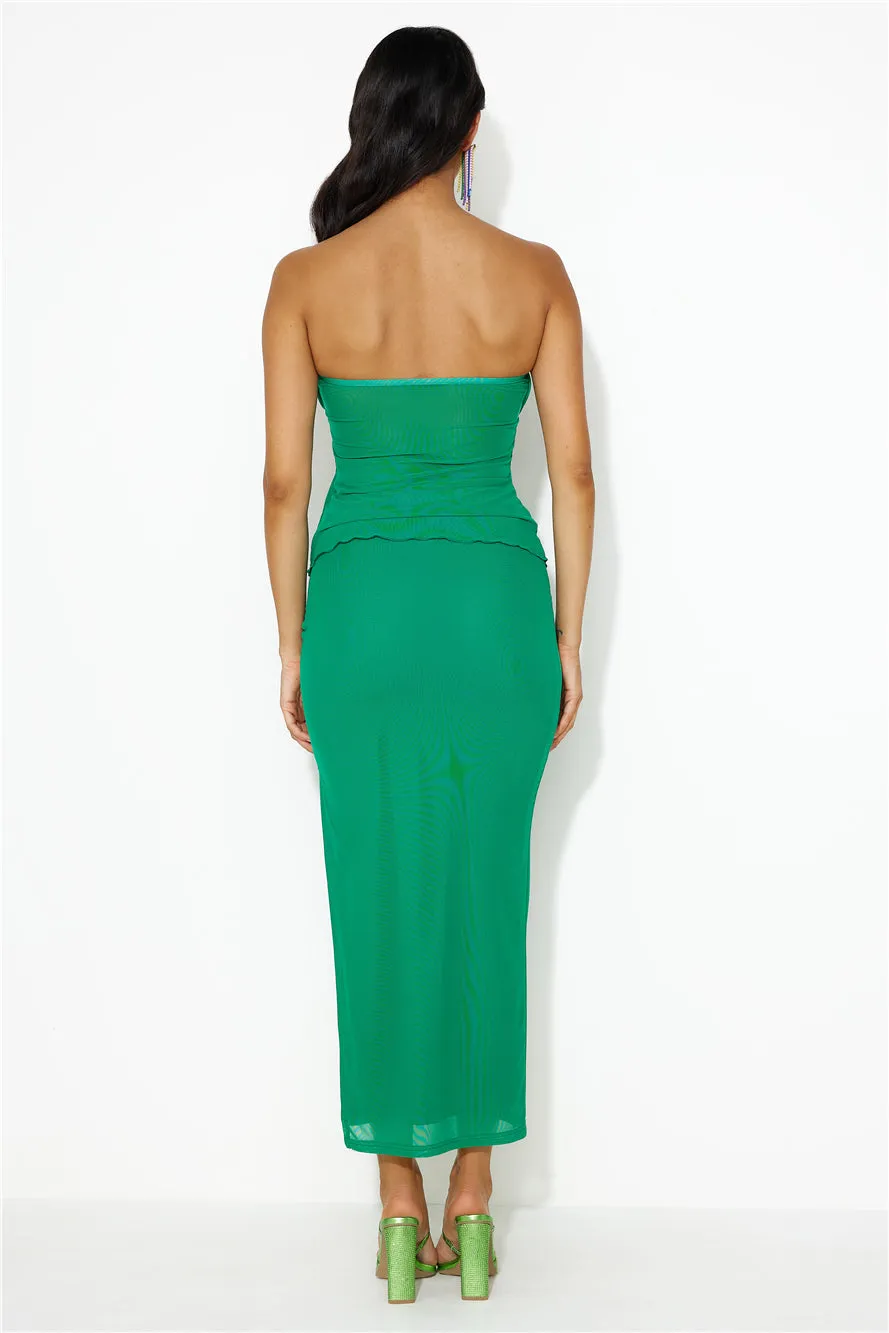 Era Of Style Mesh Maxi Skirt Green