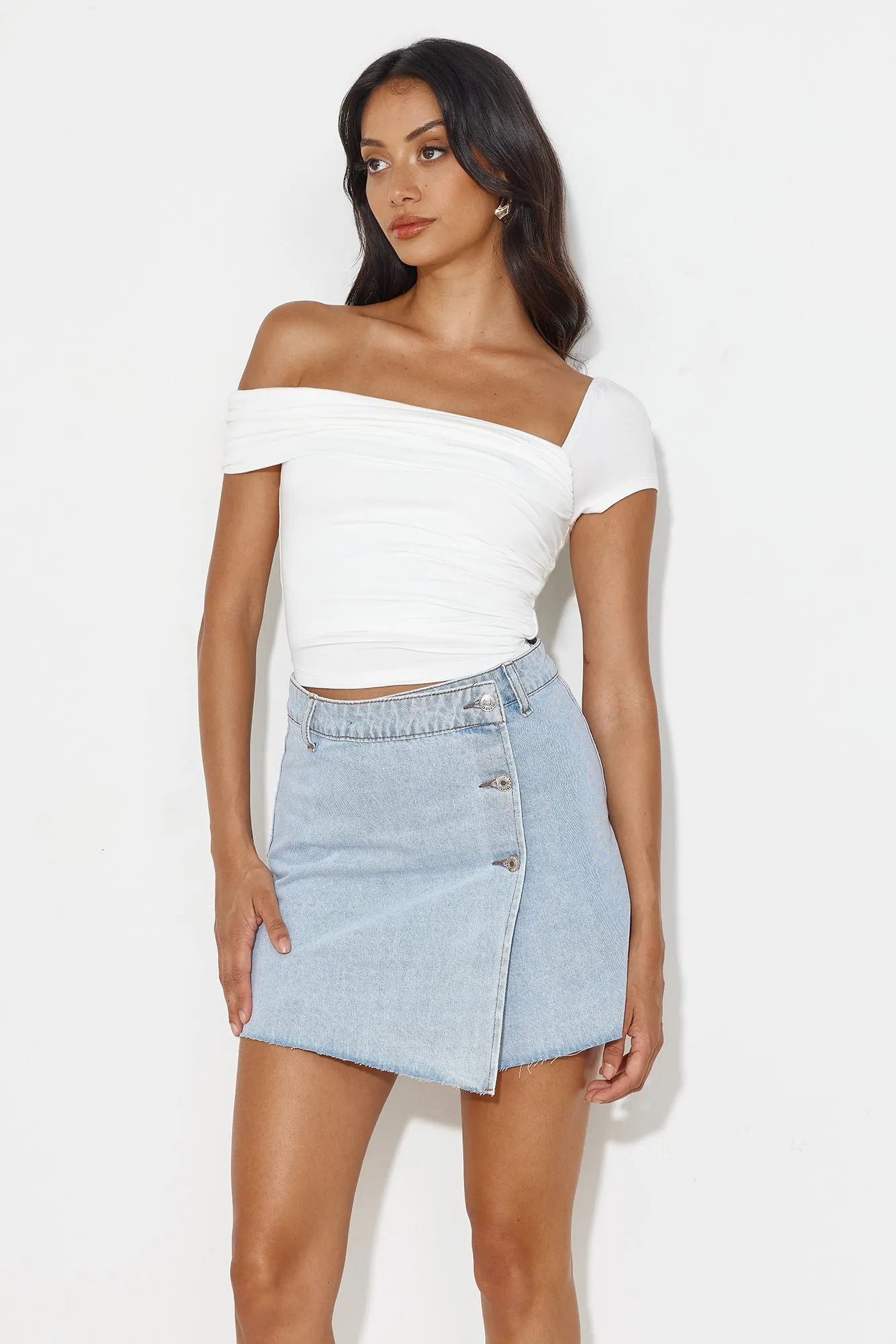 Wardrobe Staple Off Shoulder Crop Top White