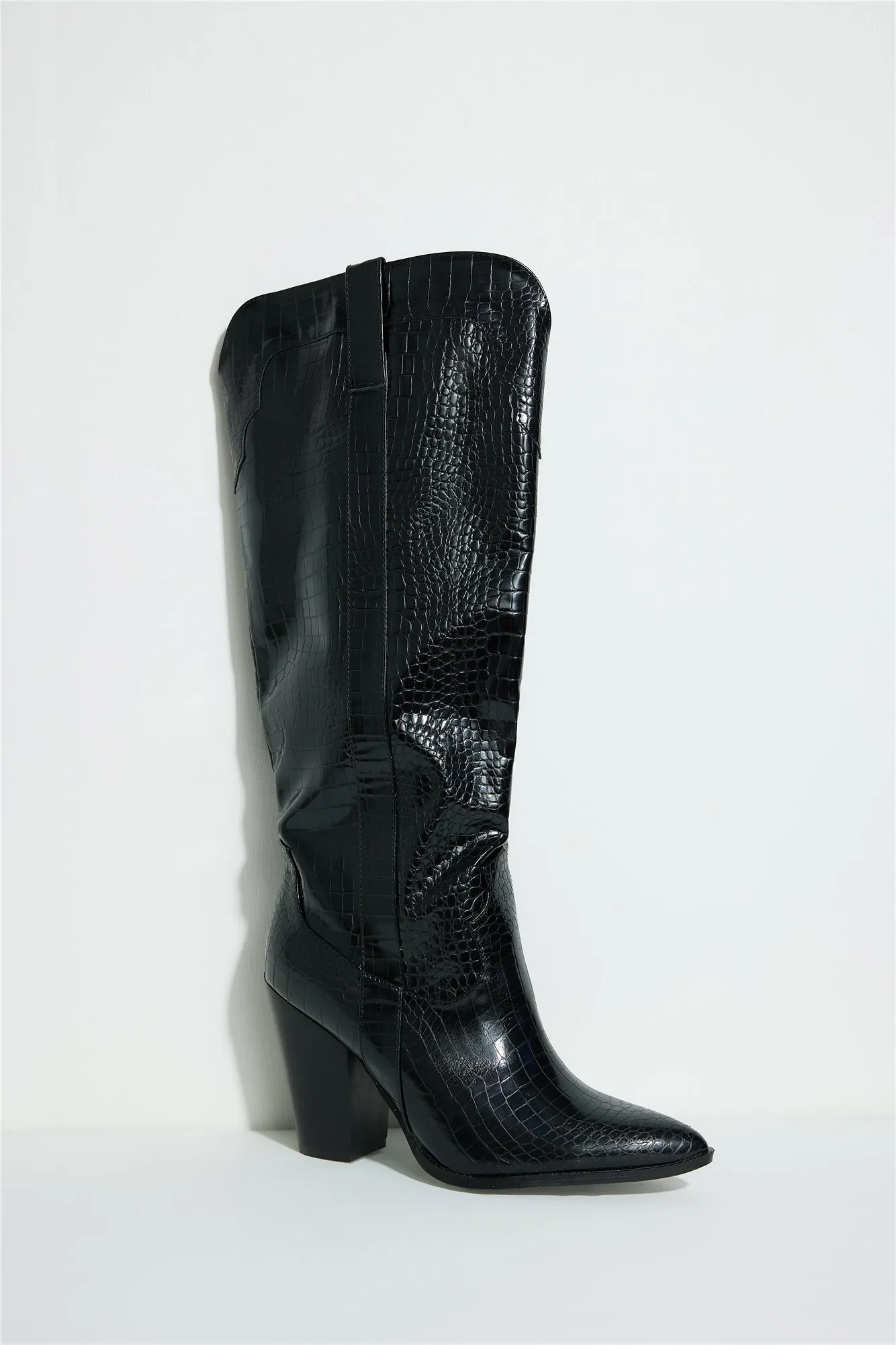 BILLINI Francoise Boots Shiny Black Croc