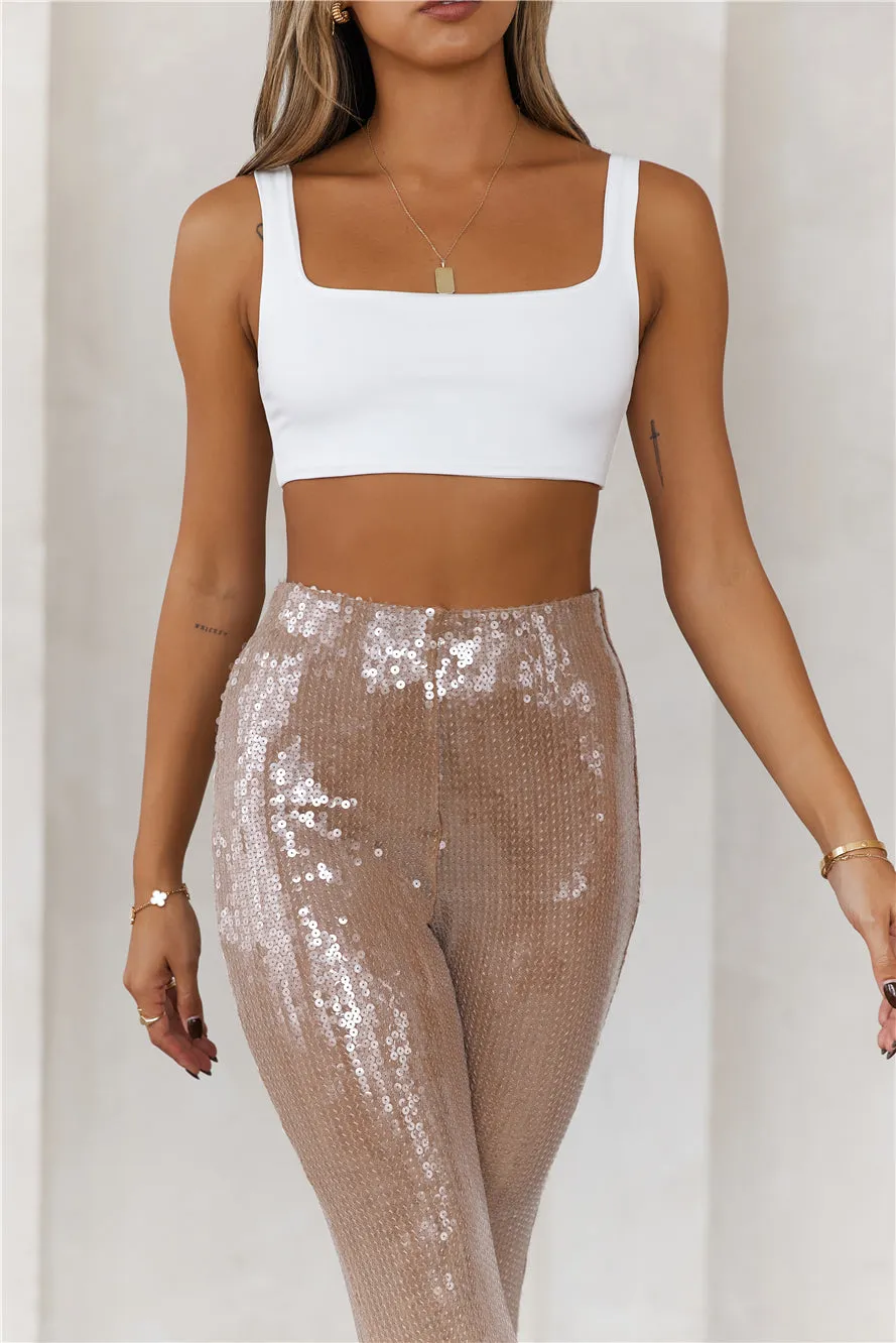 Grooving Sequin Wide Leg Pants Beige