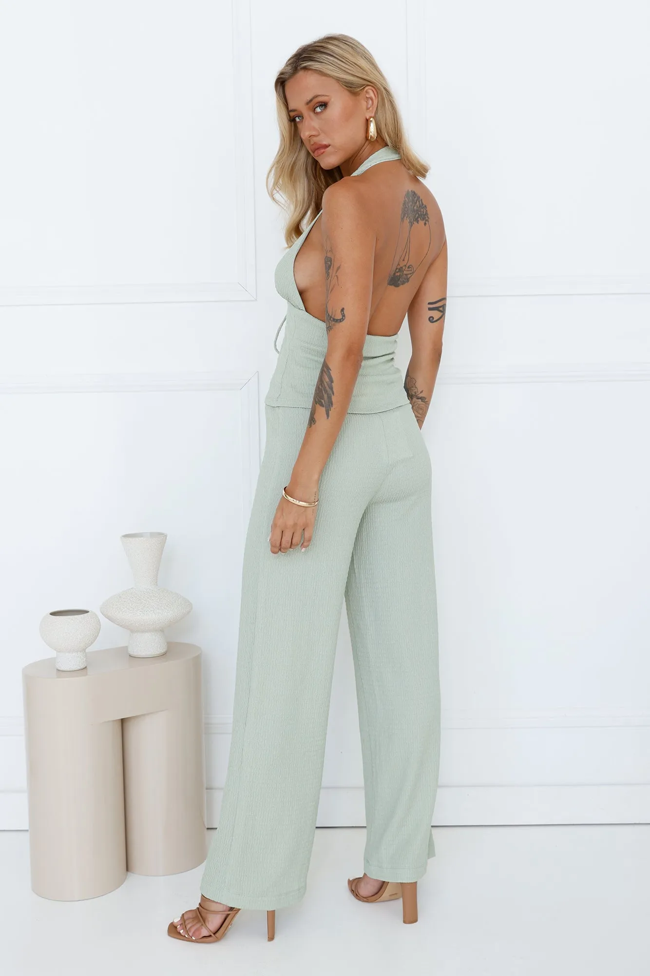 Along The Beach Halter Top Sage