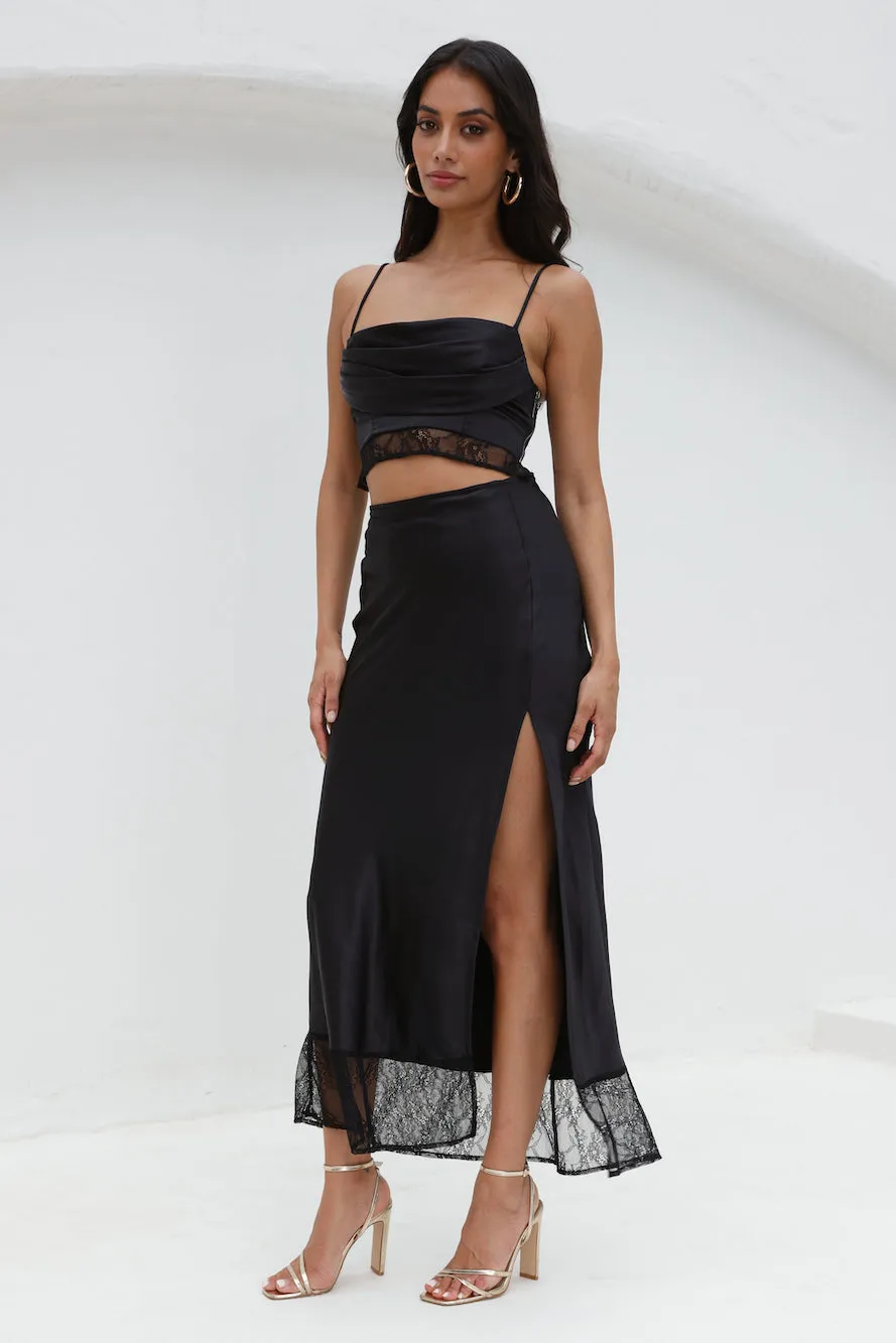 Lavishness Satin Crop Top Black