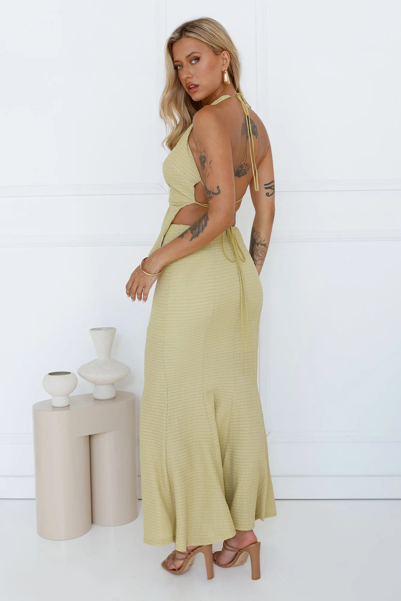 Moonlit Vibe Halter Top Lime