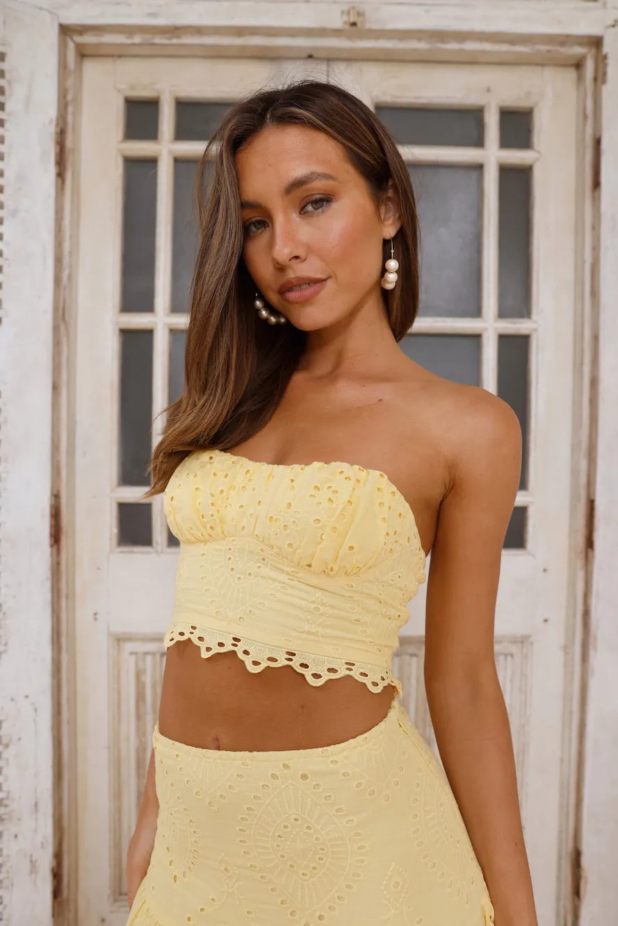 Little Details Strapless Crop Top Yellow