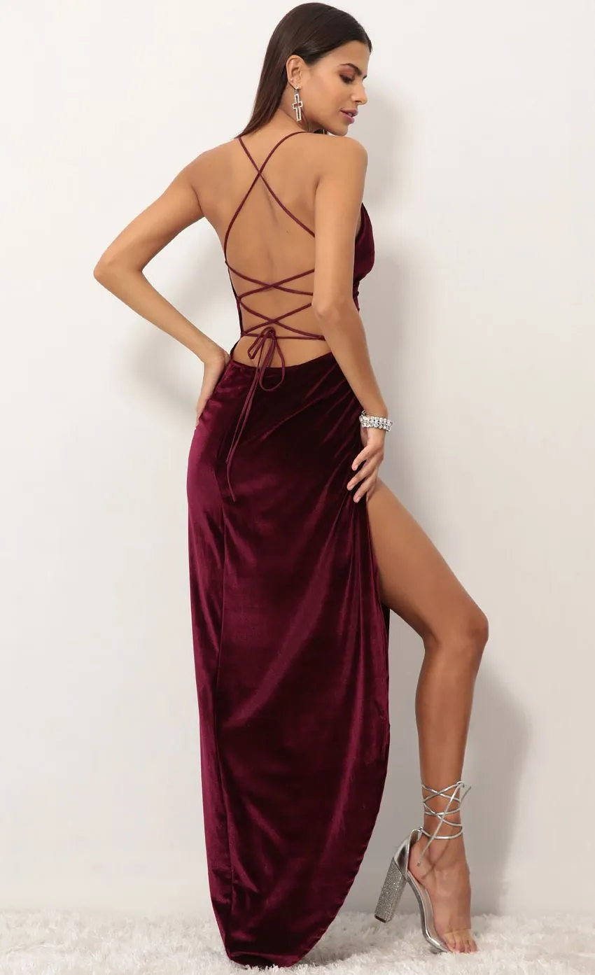 Velvet Maxi Dress in Navy Blue