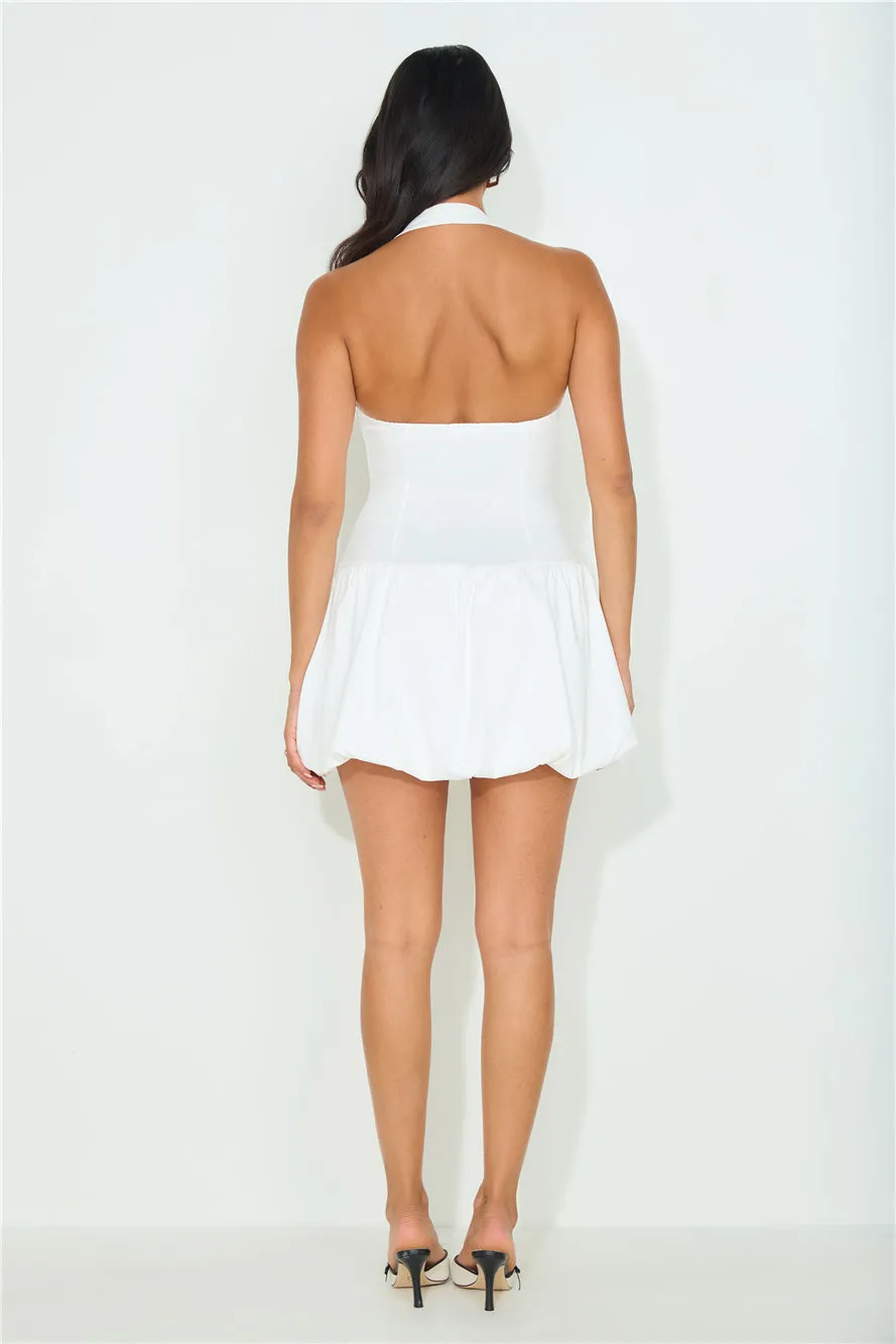 Perfect Personality Halter Mini Dress White