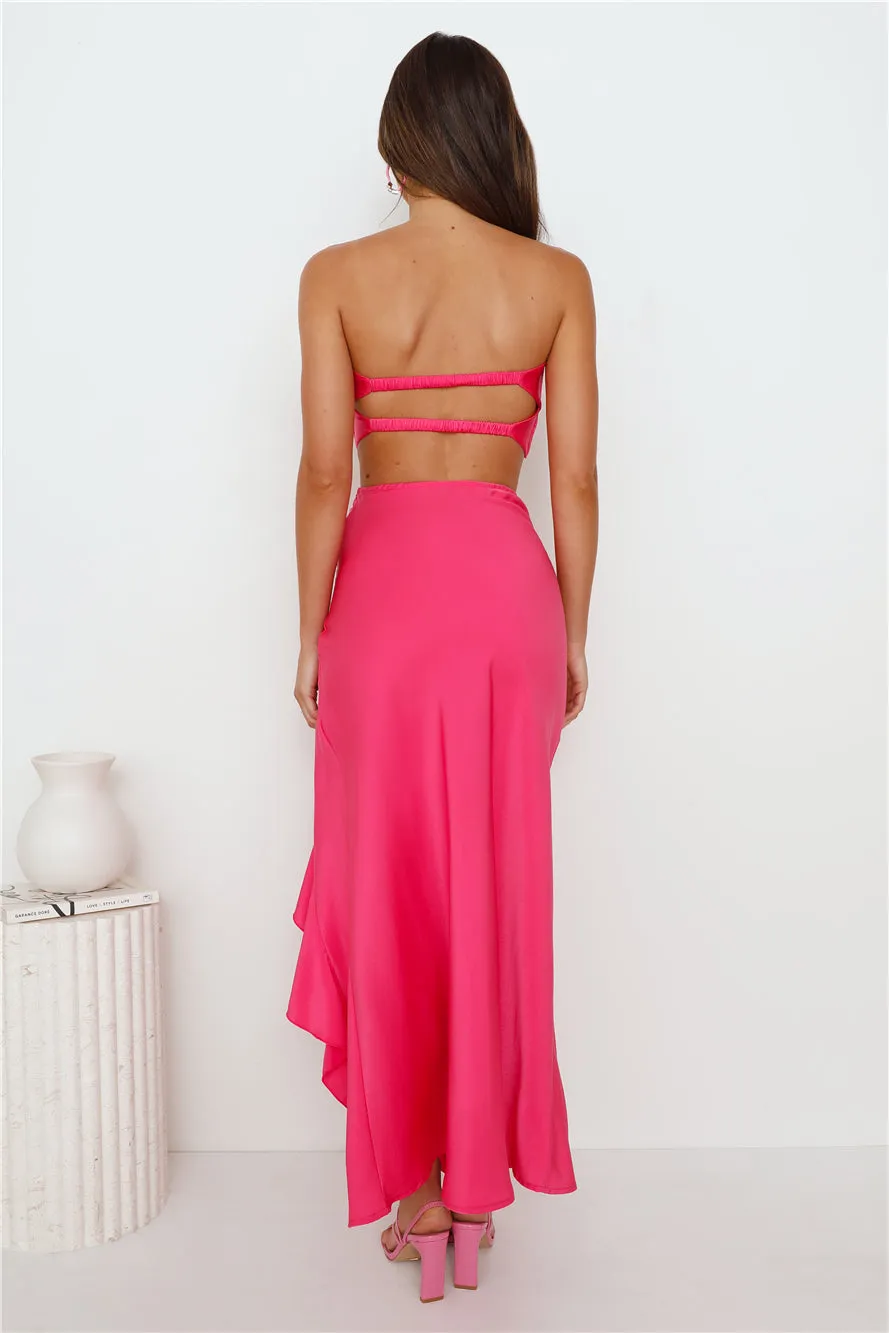 Diary Of Secrets Satin Strapless Crop Top Pink