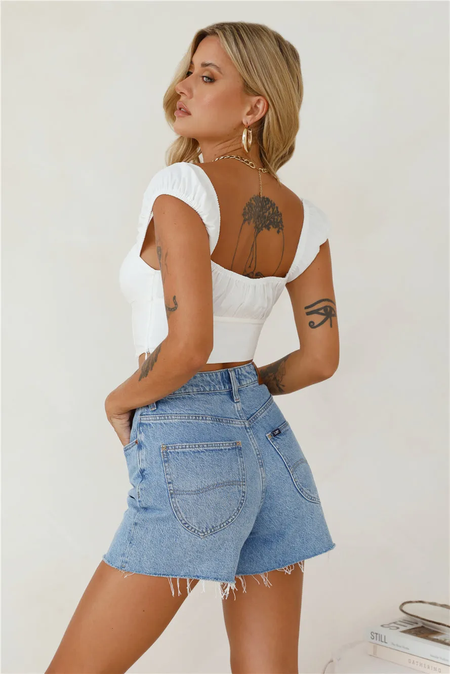 Mango Magic Crop Top White