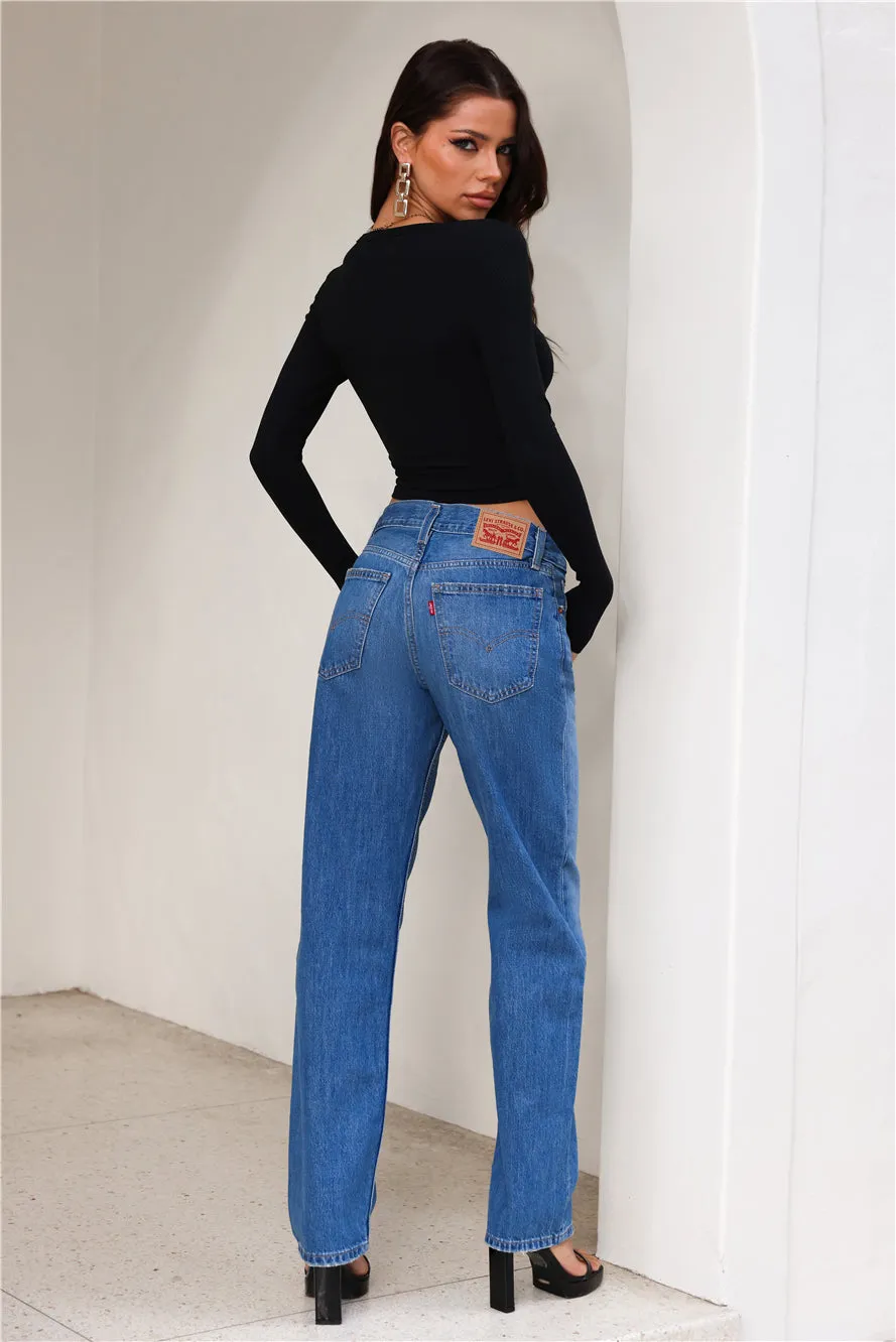 Easy Ribbed Long Sleeve Crop Top Black