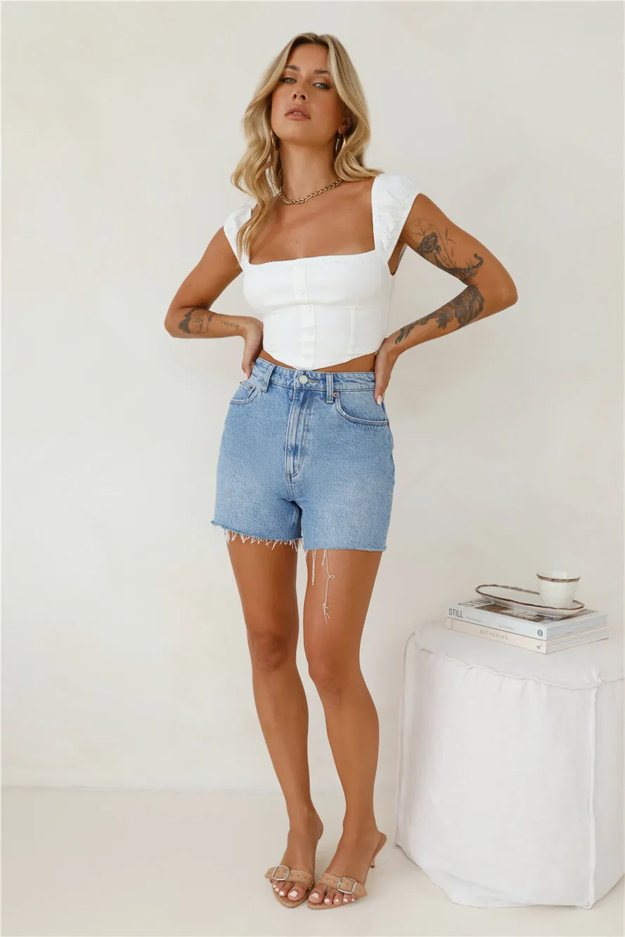 Mango Magic Crop Top White