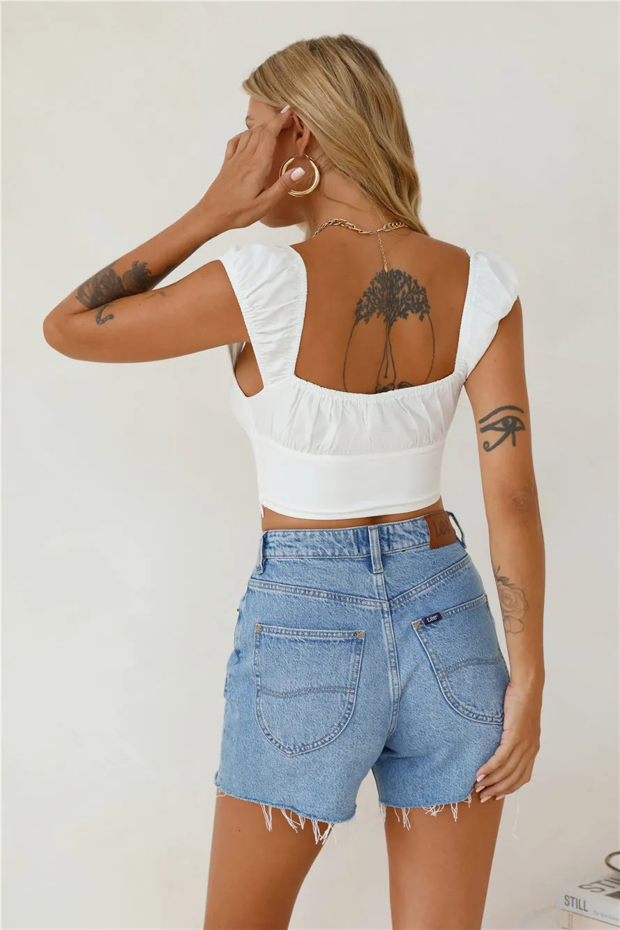 Mango Magic Crop Top White