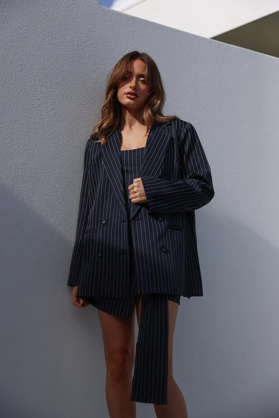 LIONESS Hills Blazer Navy Pinstripe