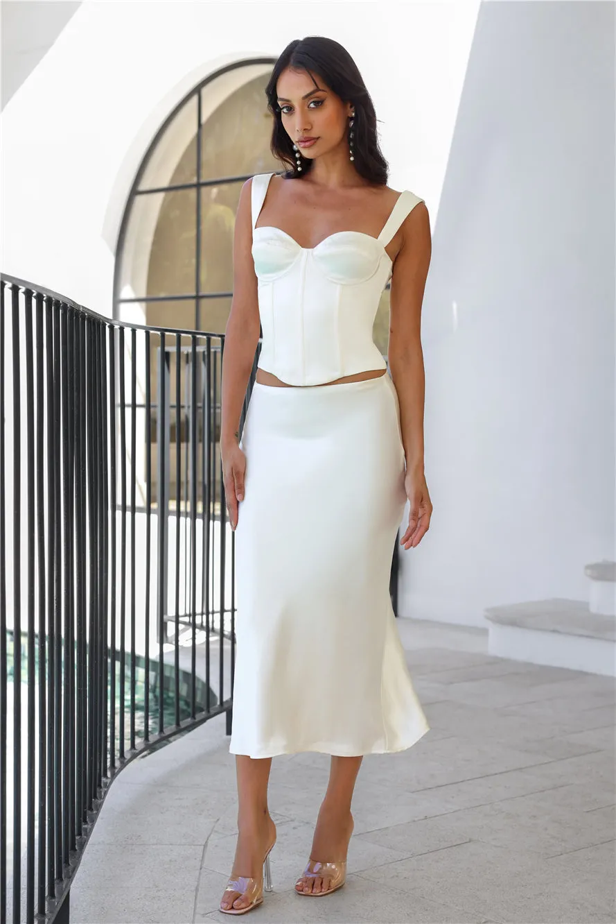 RUNAWAY Oura Midi Skirt Ivory