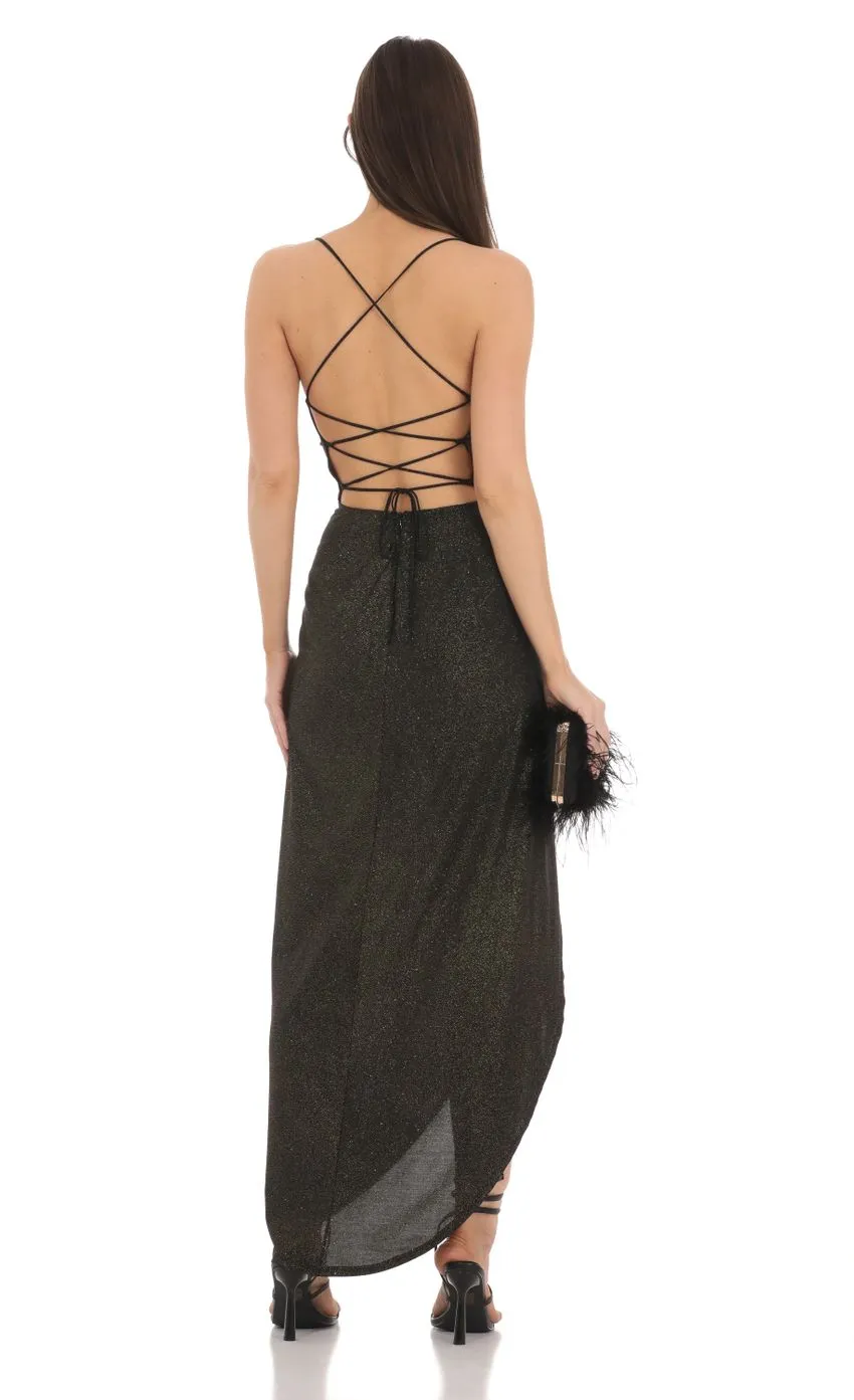 Velvet Maxi Dress in Navy Blue