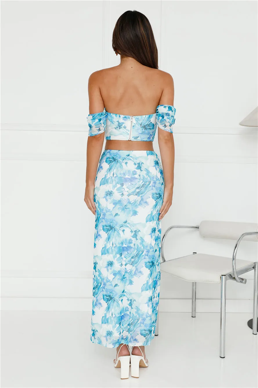 Let's Coordinate Mesh Crop Top Blue