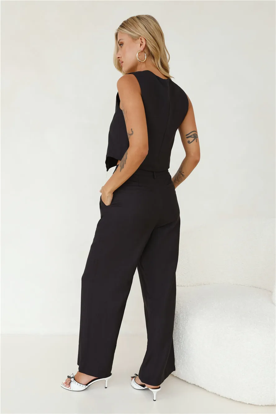 Warmest Island Linen Blend Pants Black