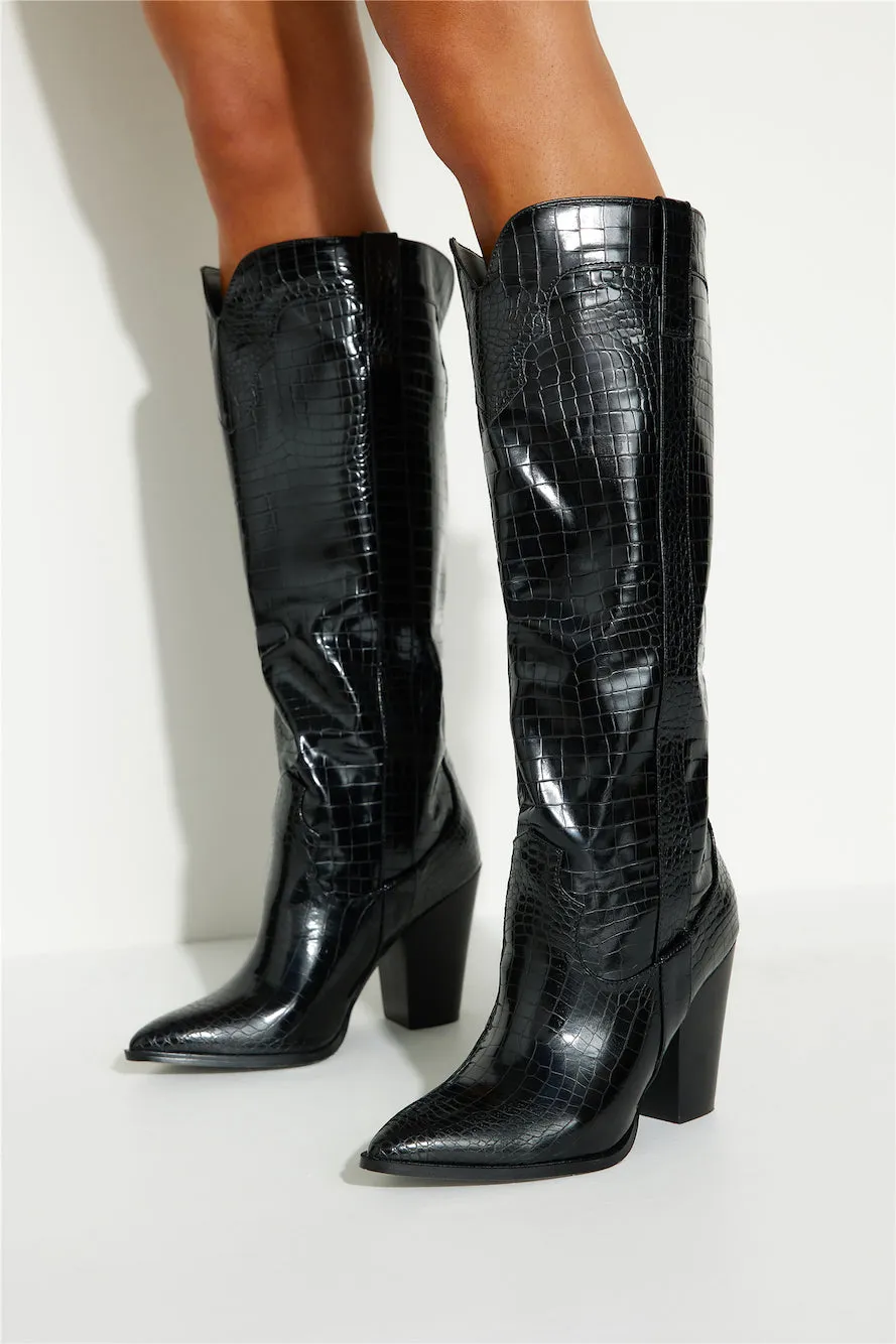BILLINI Francoise Boots Shiny Black Croc