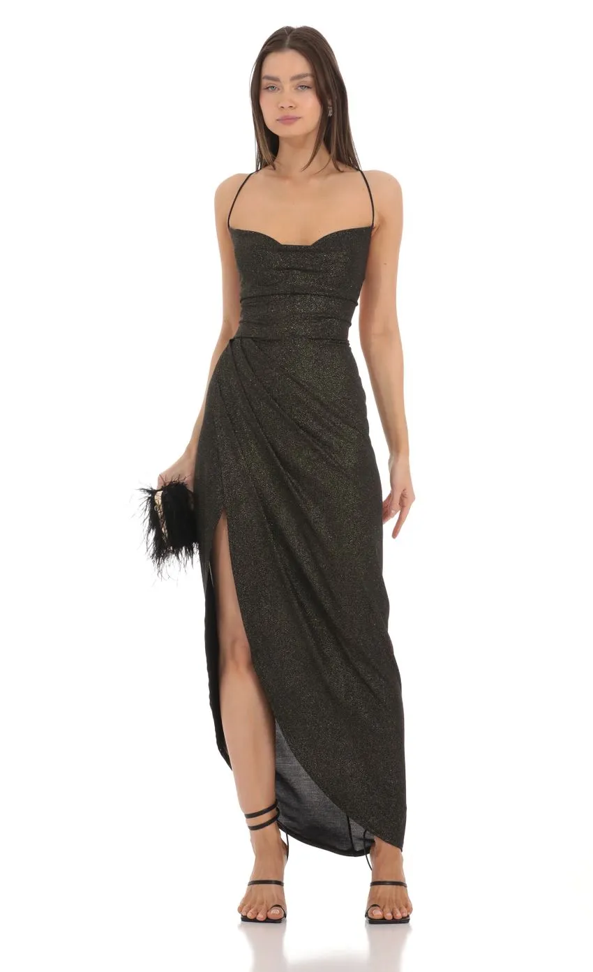 Velvet Maxi Dress in Navy Blue