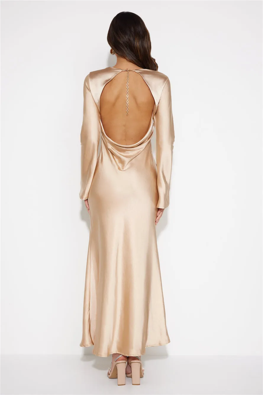 Royal Wedding Satin Maxi Dress Champagne