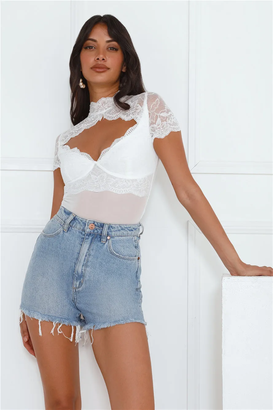 Bring The Heat Lace Bodysuit White