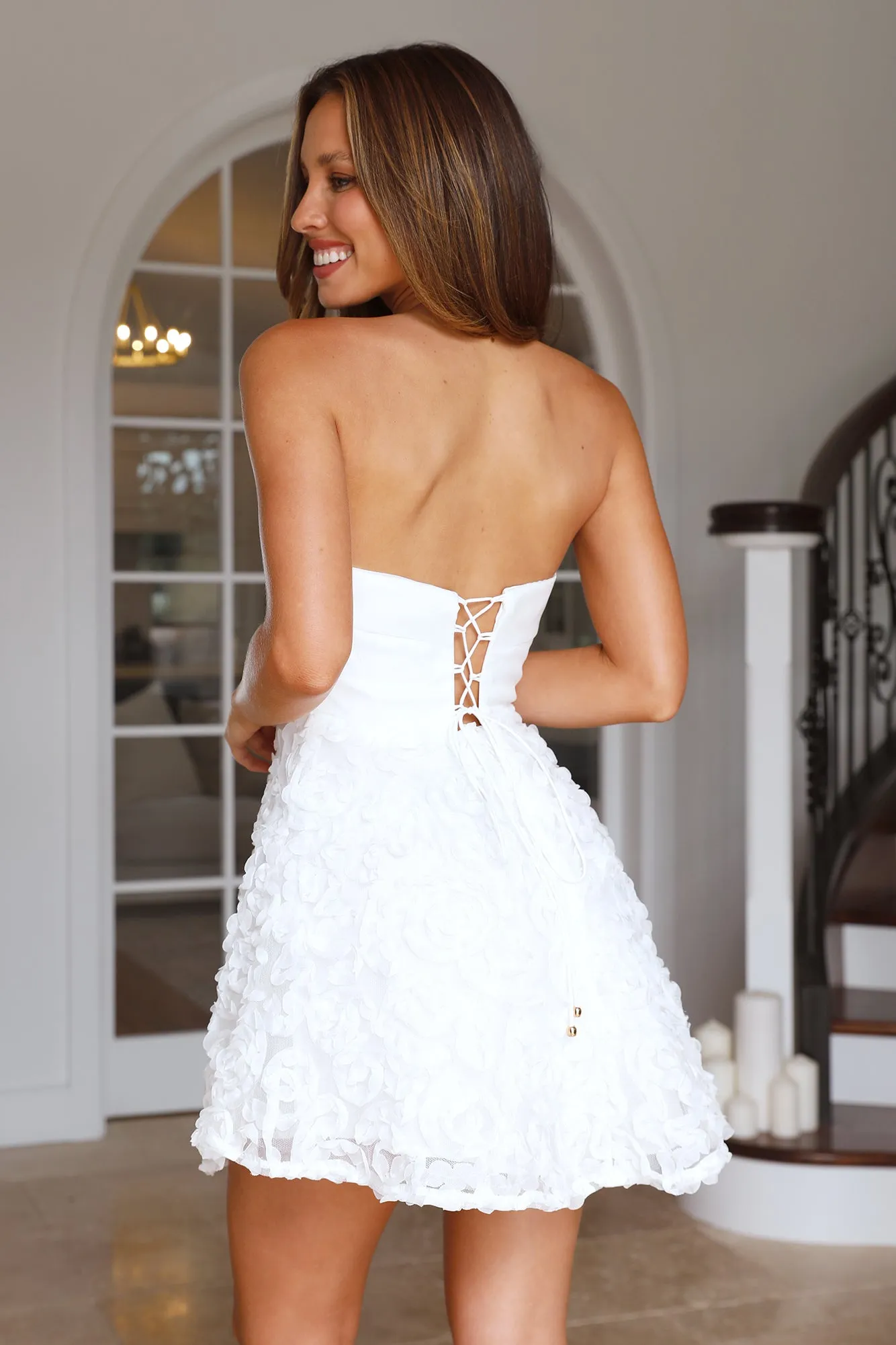 Blossom Girl Strapless Mini Dress White