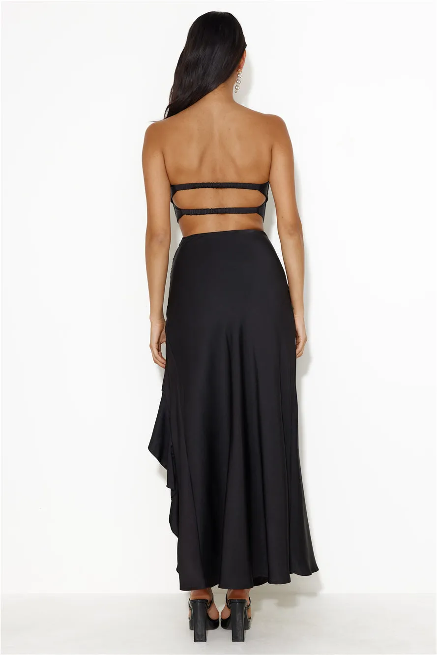 Diary Of Secrets Satin Strapless Crop Top Black