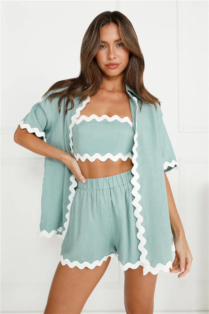 Gorgeous Ivy Linen Blend Shorts Sage