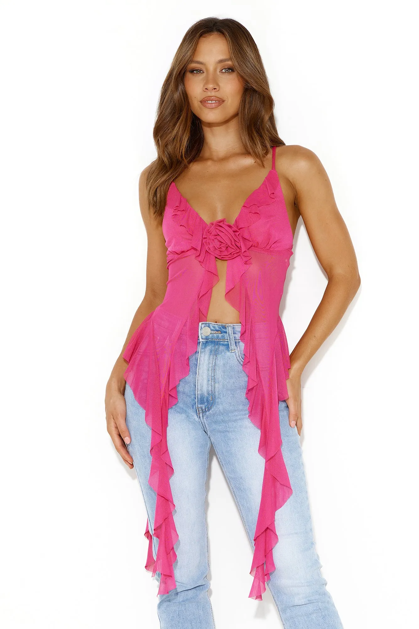 City Escape Mesh Top Pink