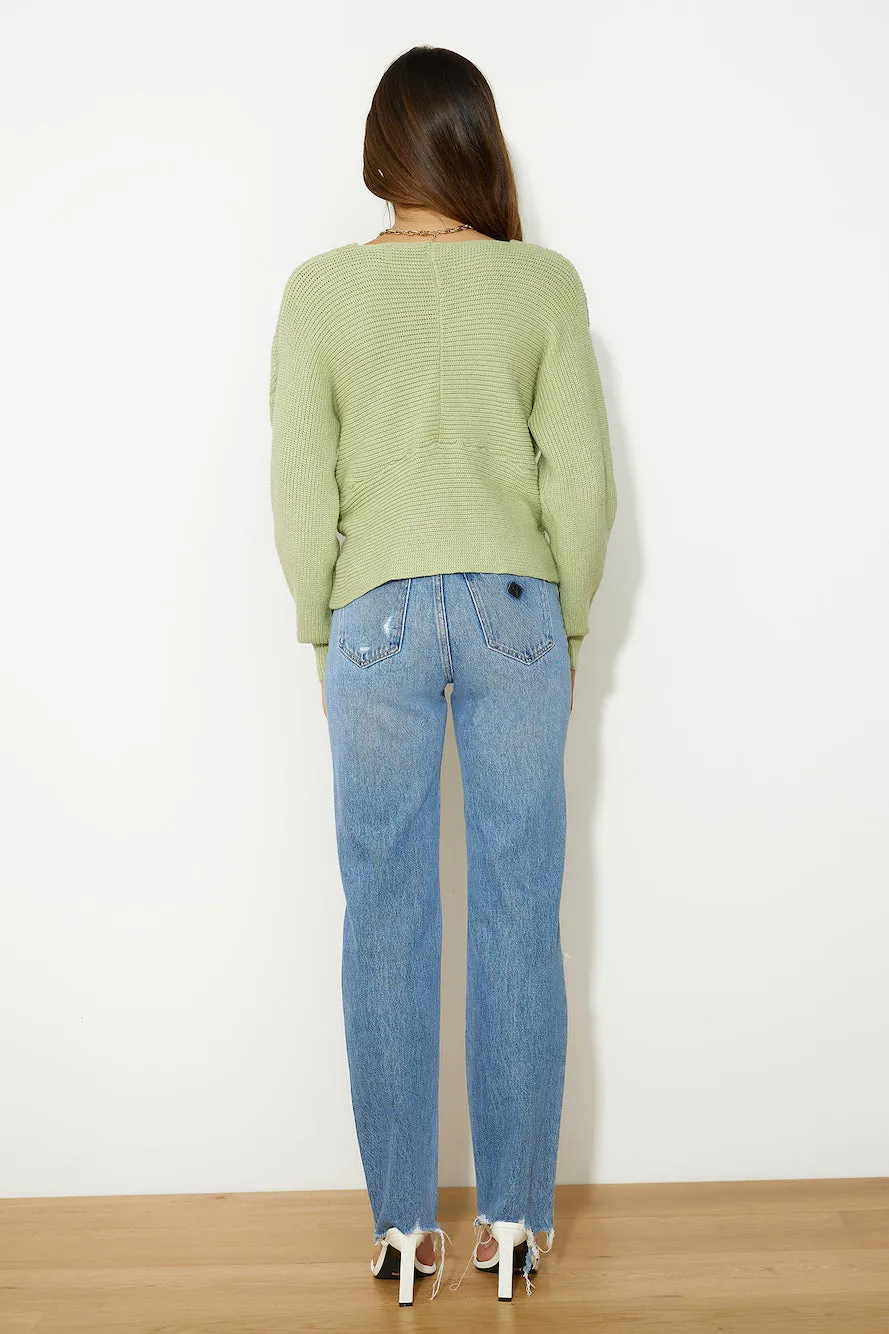 Aligned With You Knit Top Green