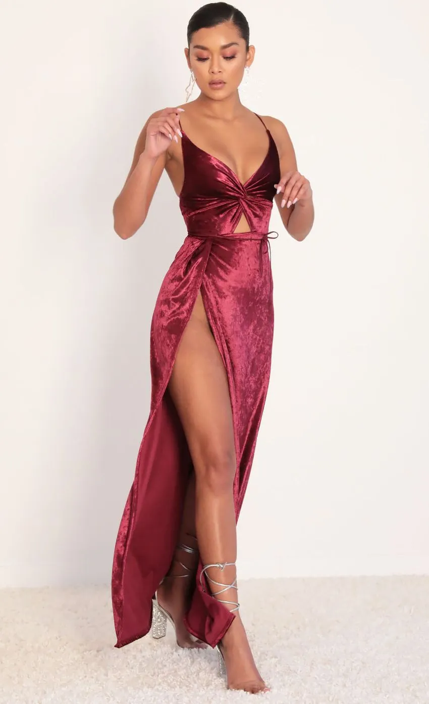 Front Twist Velvet Maxi in Teal