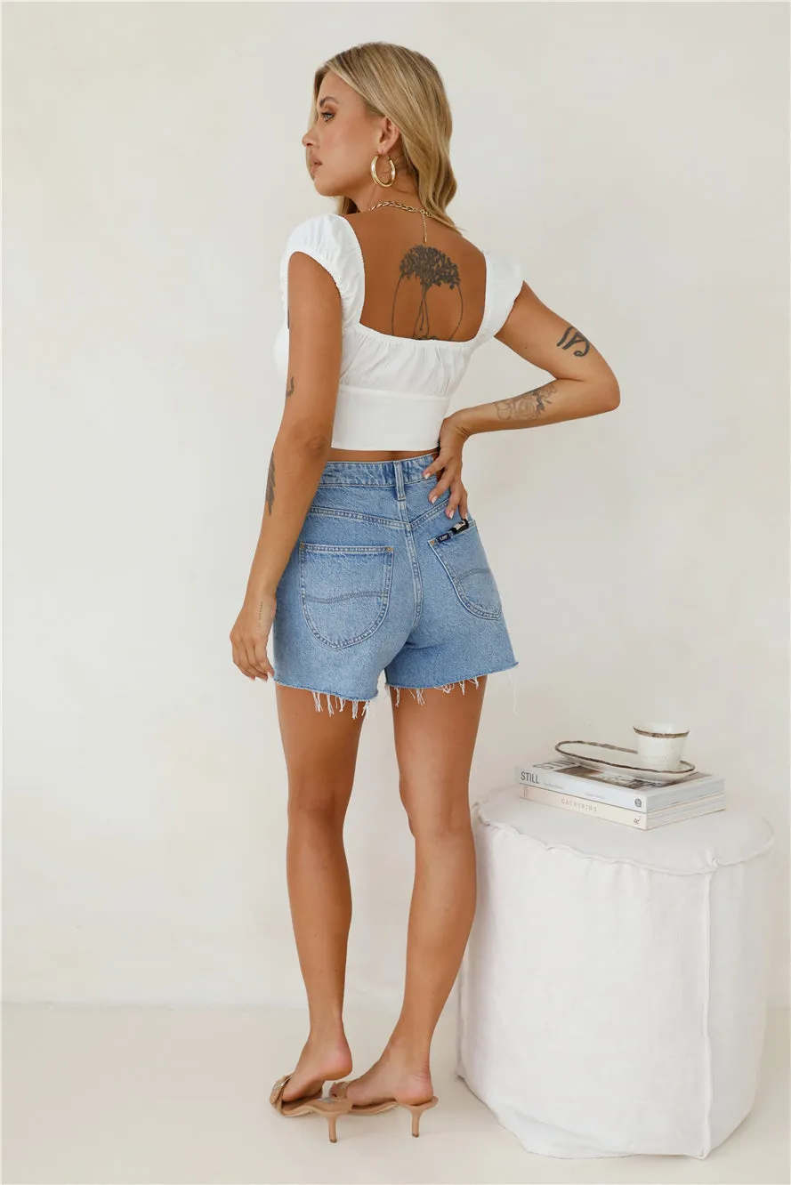 Mango Magic Crop Top White
