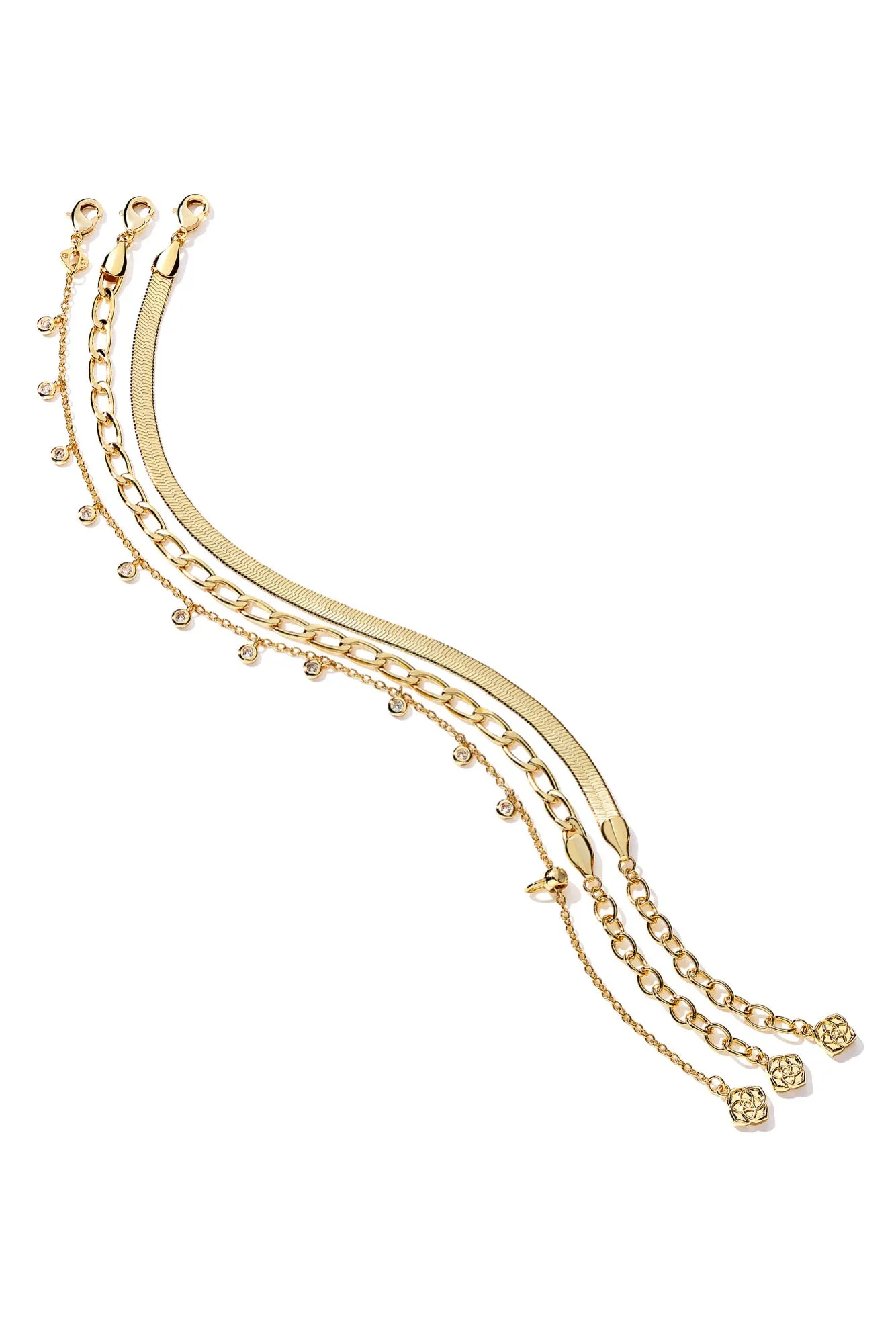 KENDRA SCOTT Kassie Set Of 3 Chain Bracelet Gold Metal