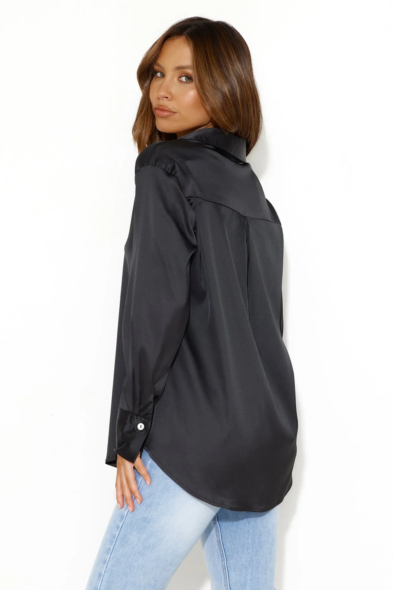 In Saigon Satin Shirt Black