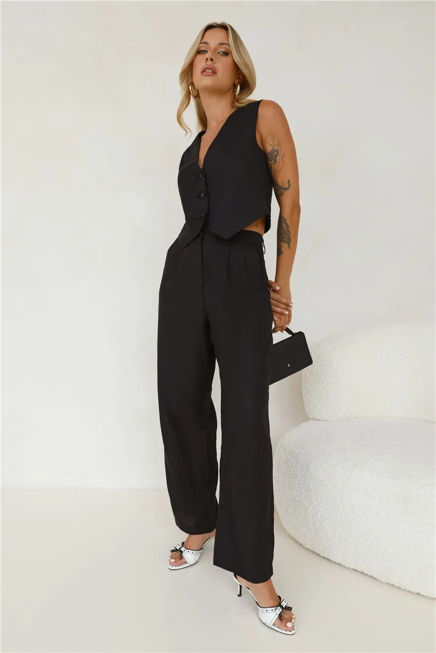 Warmest Island Linen Blend Pants Black