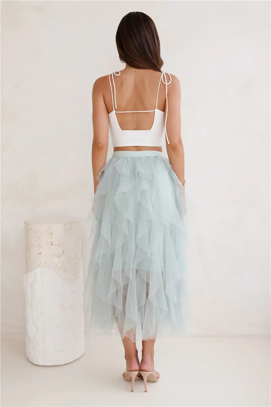 Twirl This Way Tulle Midi Skirt Sage