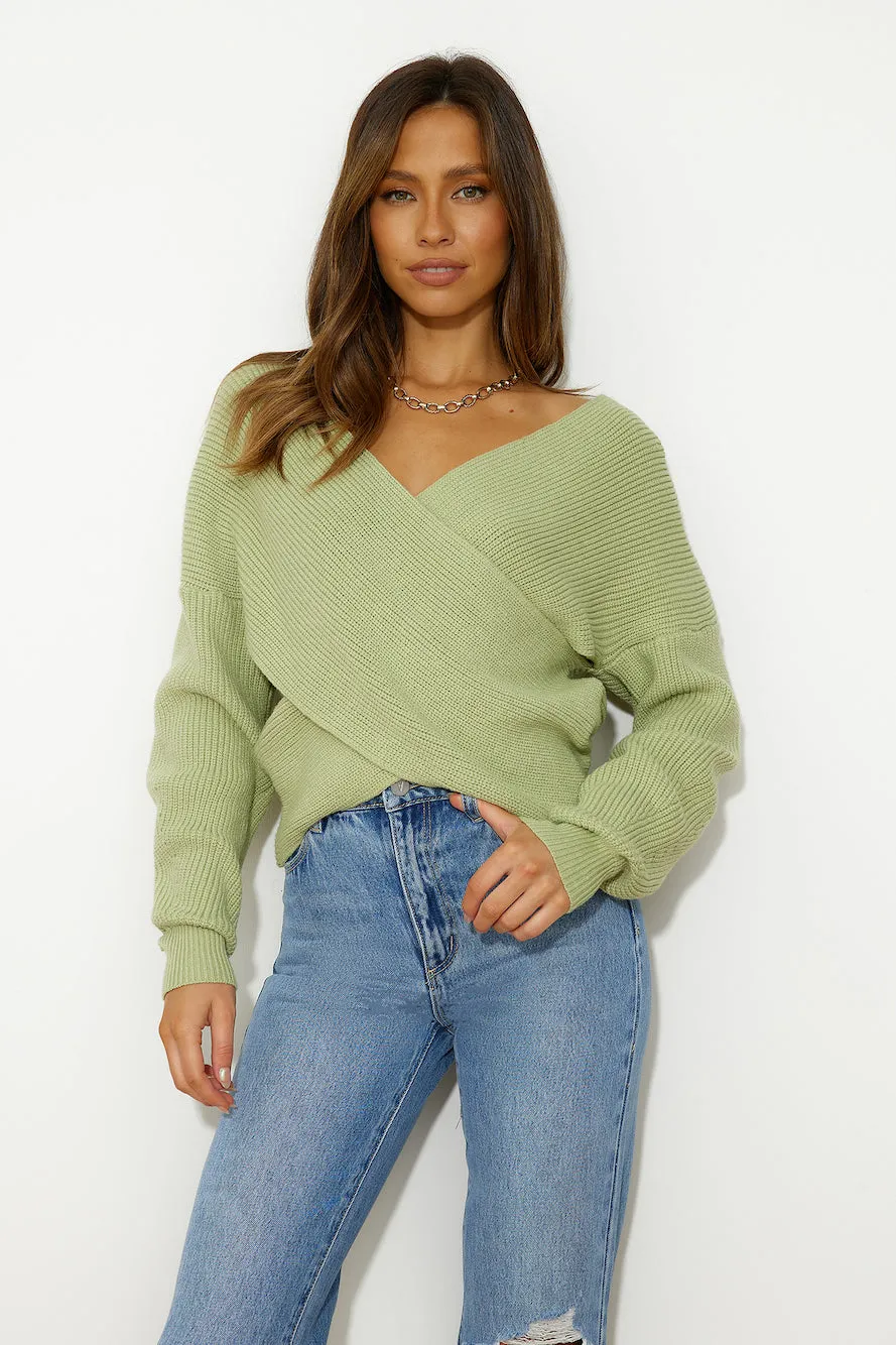 Aligned With You Knit Top Green