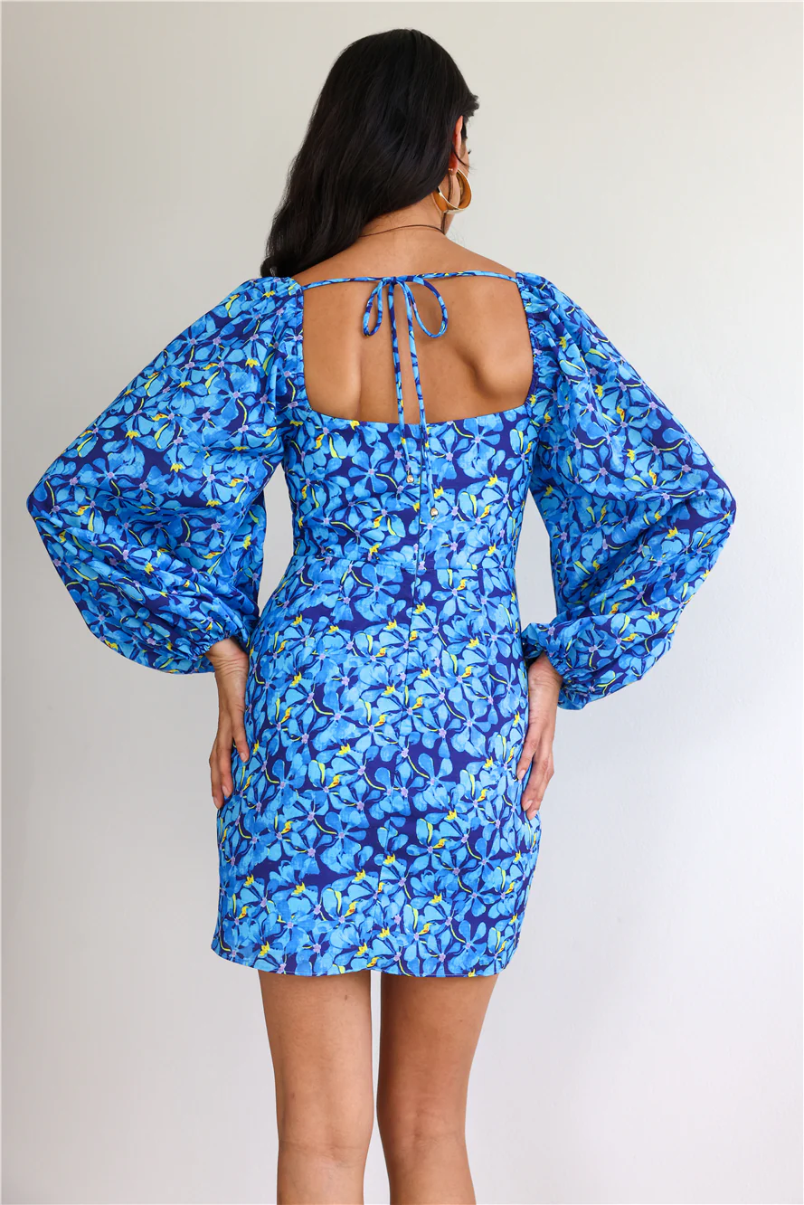 Springtime Bloom Mini Dress Blue