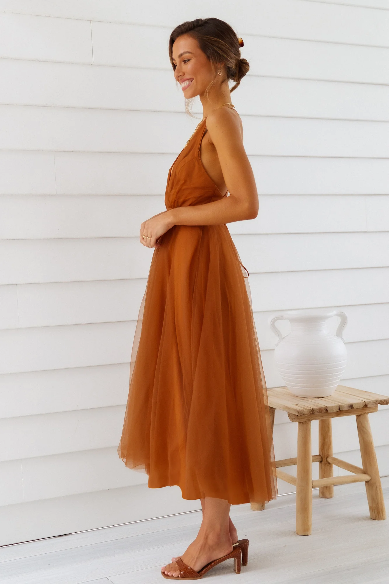 Summer Cinderella Midi Dress Chocolate