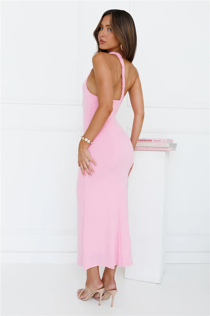 Kiki One Shoulder Maxi Dress Pink