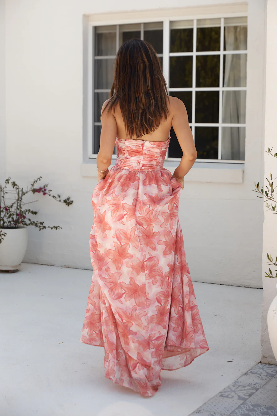 BEACNLADY Dainty Events Strapless Maxi Dress Pink