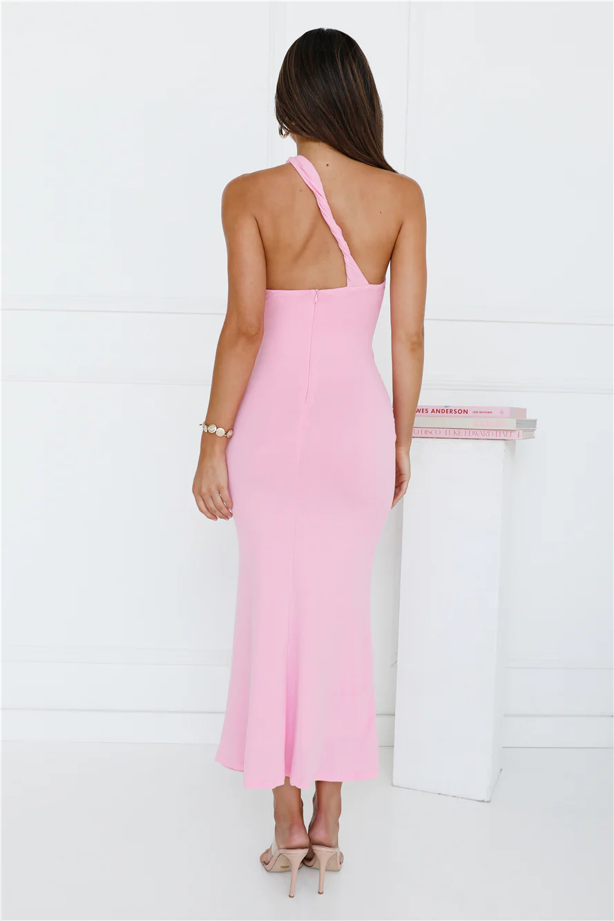 Kiki One Shoulder Maxi Dress Pink