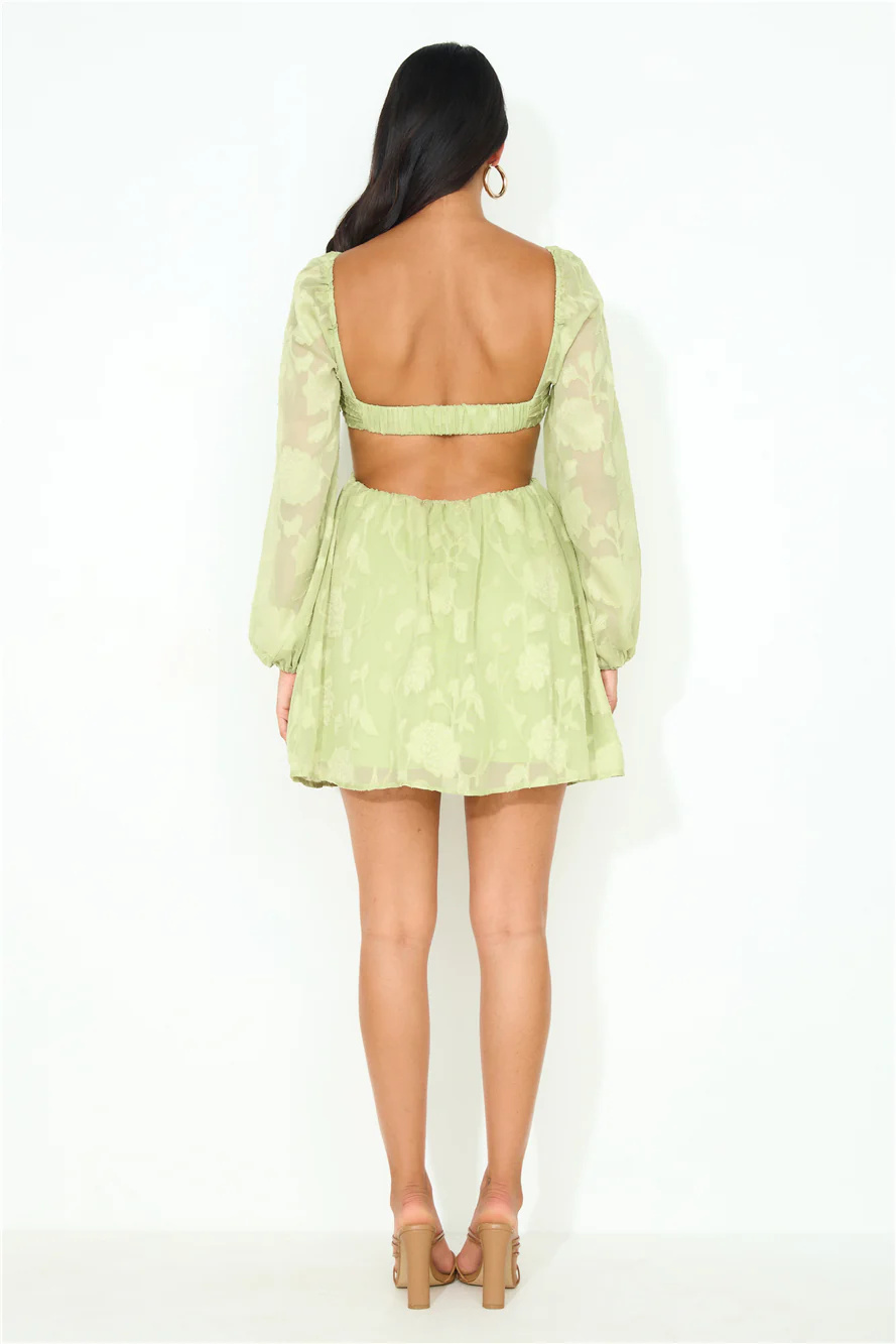 Dainty Long Sleeve Mini Dress Green