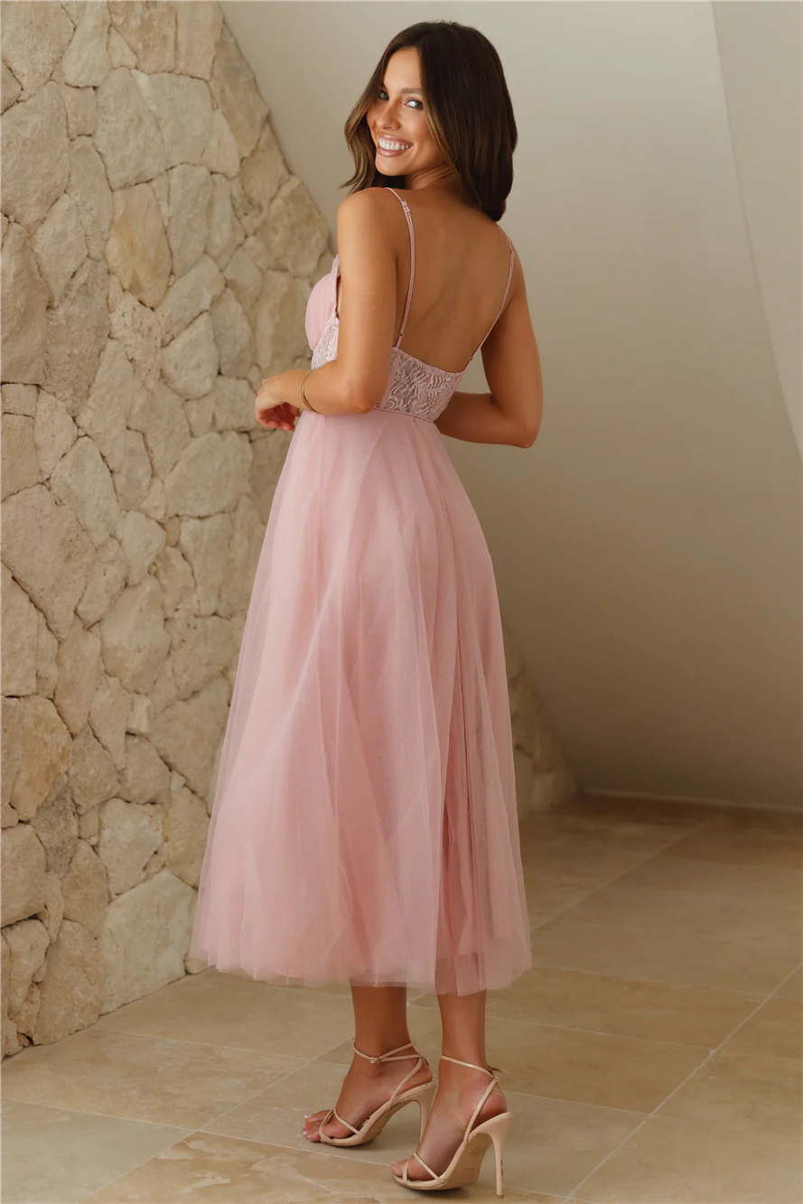 Top Of The Tower Tulle Midi Dress Blush
